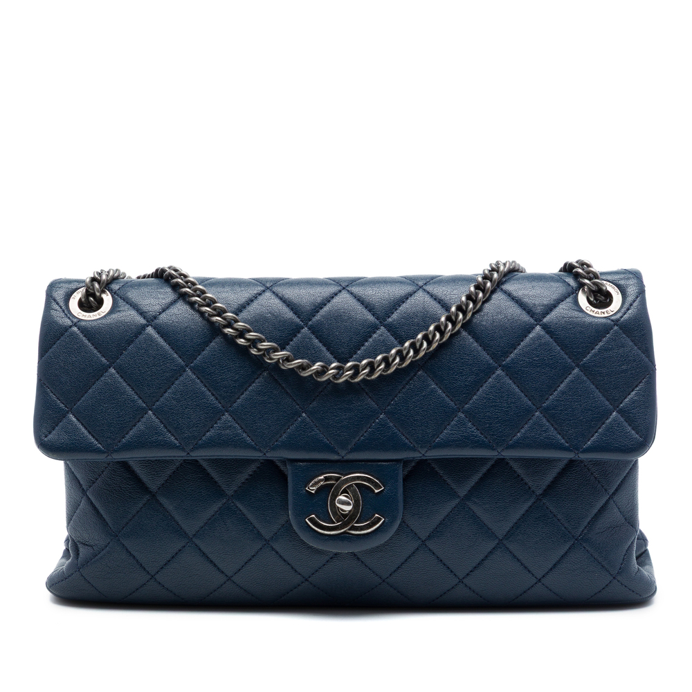 Pre-Loved Chanel Large Quilted Shiny Sheepskin Burgundy Rocks Flap